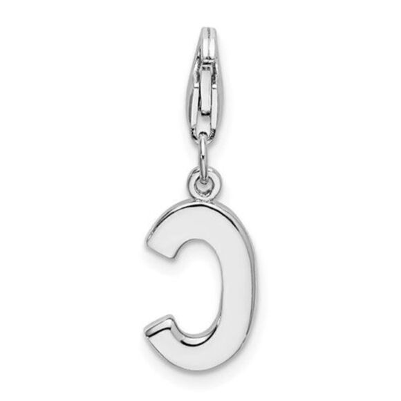 Amore La Vita Sterling Silver Rhodium-plated Polished CZ Letter C Initial Charm - Picture 3 of 3